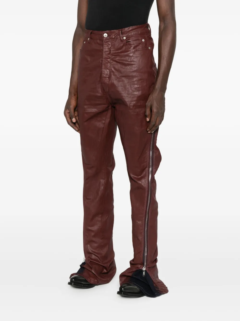 Rick Owens DRKSHDW Leren jeans met ritsdetail Rood