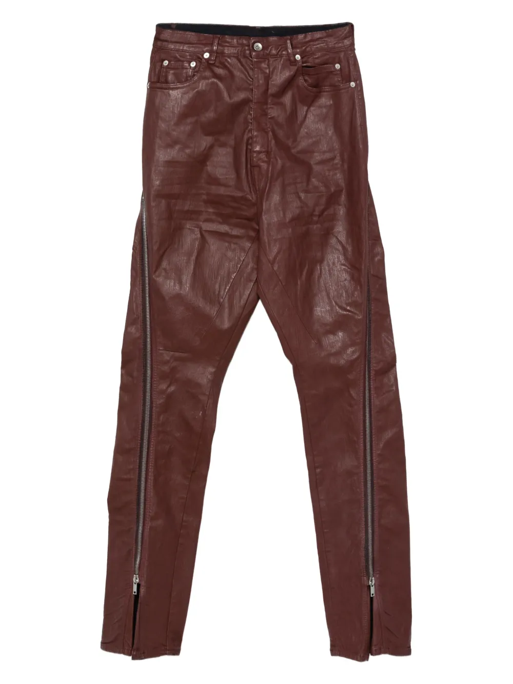 Rick Owens DRKSHDW Leren jeans met ritsdetail Rood