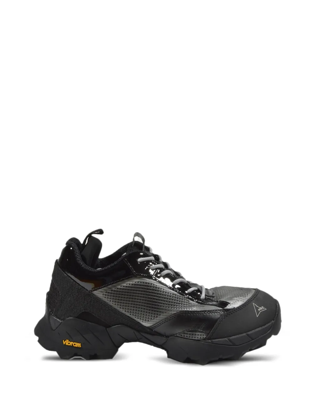 ROA patent-leather panelled hiking boots Black
