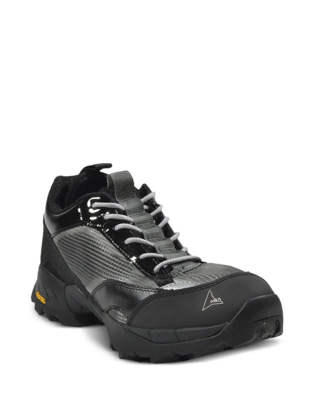 ROA patent-leather panelled hiking boots Black
