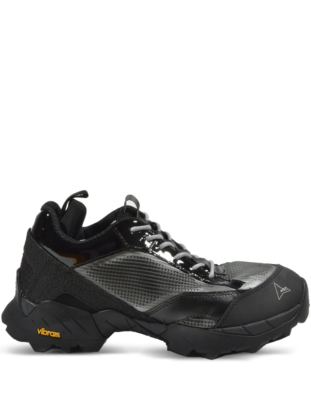 ROA patent-leather panelled hiking boots Black