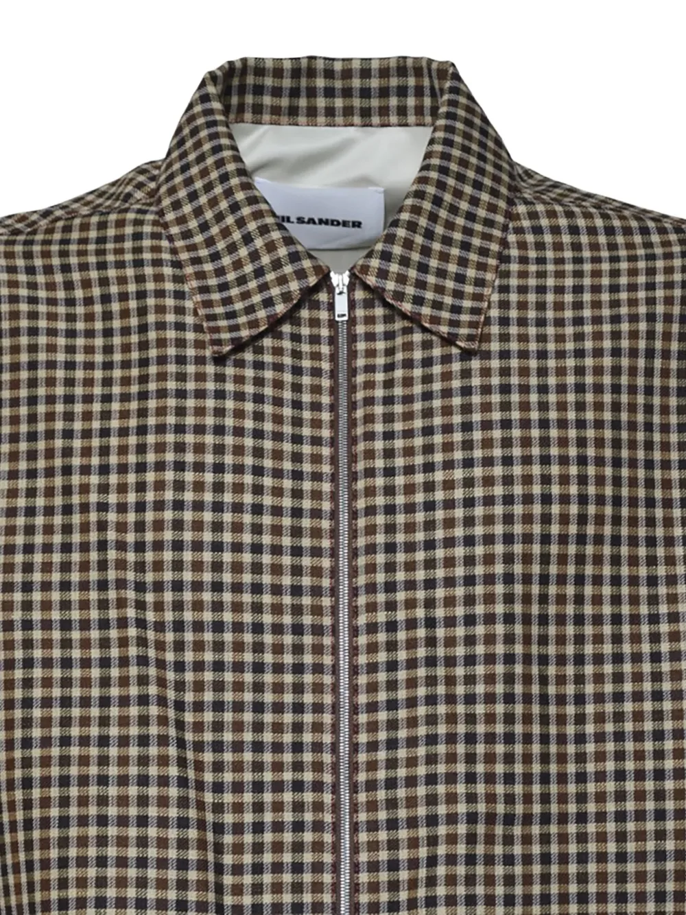 Jil Sander Gingham-pattern Zip-up Shirt In Green