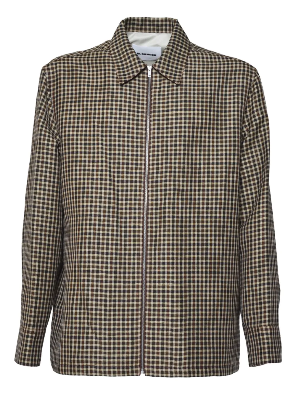 Jil Sander gingham-pattern zip-up shirt | ブラウン | Image 1
