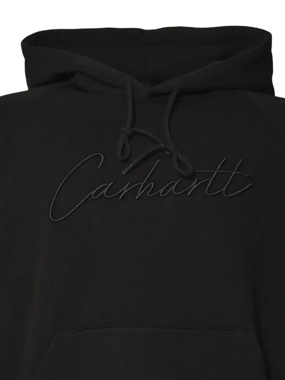 Carhartt Hooded Black Sweatshirt With Ribbon Drawstring And Kangaroo Pocket In Black