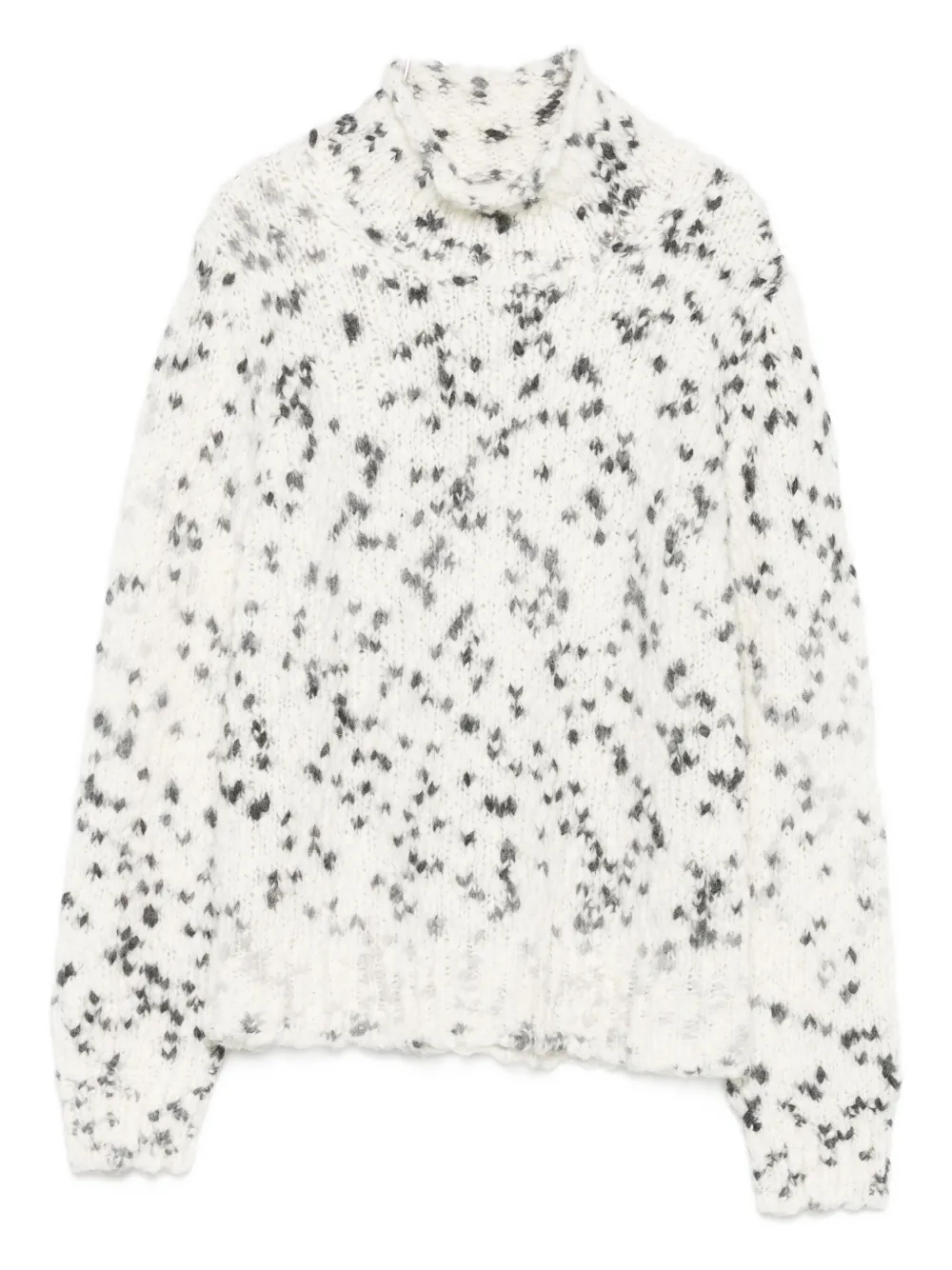 Kangra Cashmere High-neck Speckled Knit Sweater In White