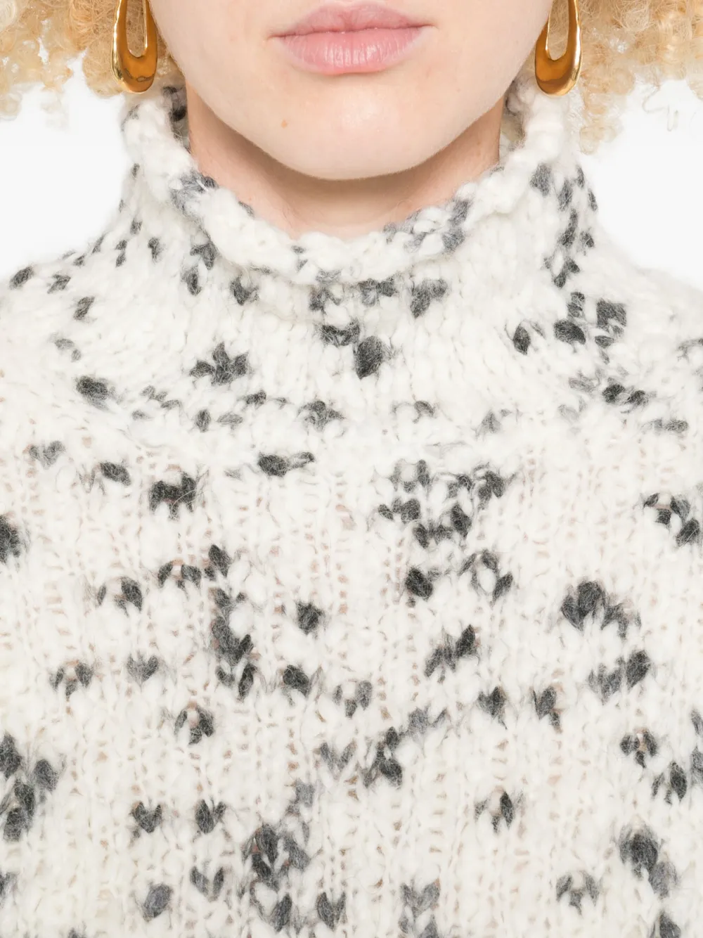 Kangra Cashmere High-neck Speckled Knit Sweater In White