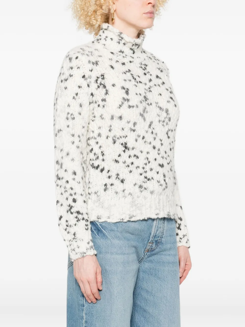 Kangra Cashmere High-neck Speckled Knit Sweater In White