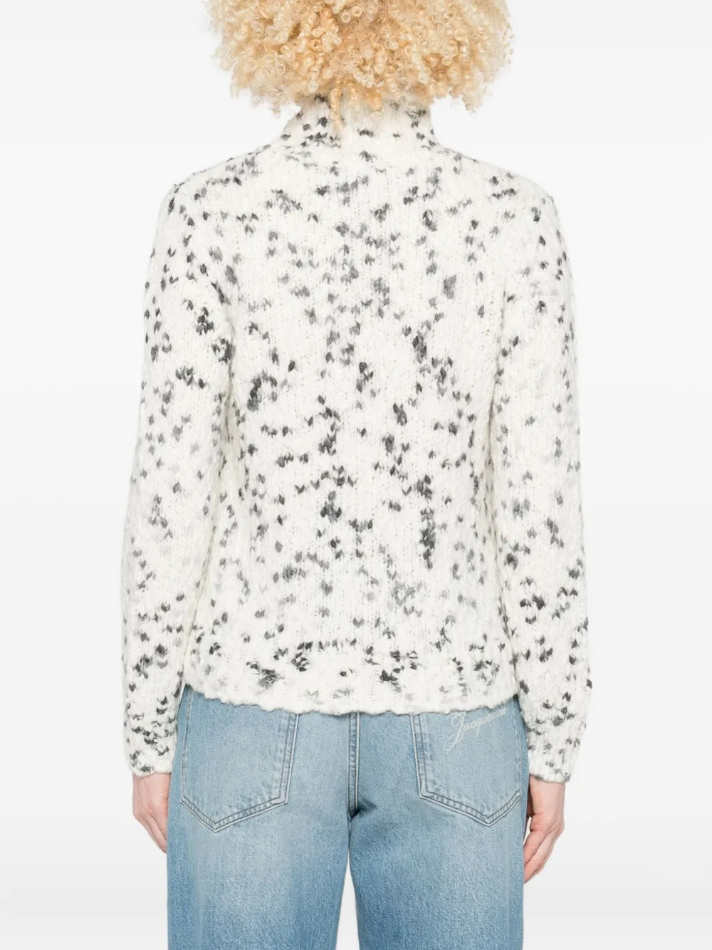 Kangra Cashmere High-neck Speckled Knit Sweater In White