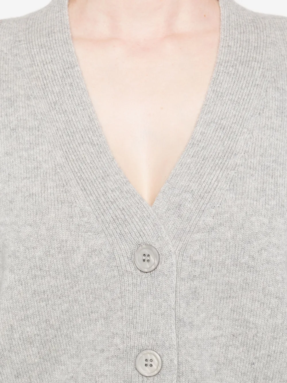 Kangra Cashmere Button-front V-neck Cardigan In Gray