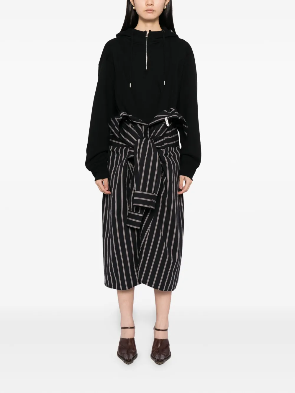 Maison MIHARA YASUHIRO Jurk met hoodie - Zwart