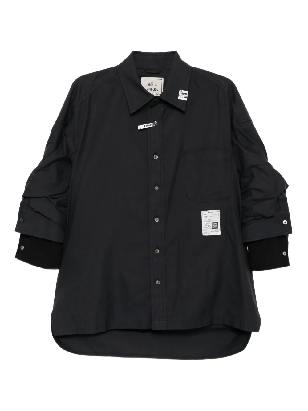 Maison MIHARA YASUHIRO gathered cotton shirt | Black | Image 1