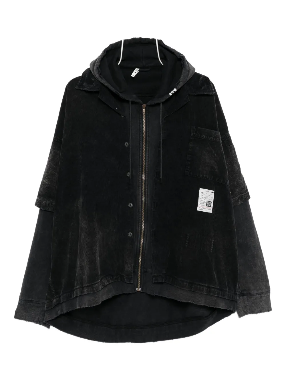 Miharayasuhiro Layered Corduroy Hoodie In Black