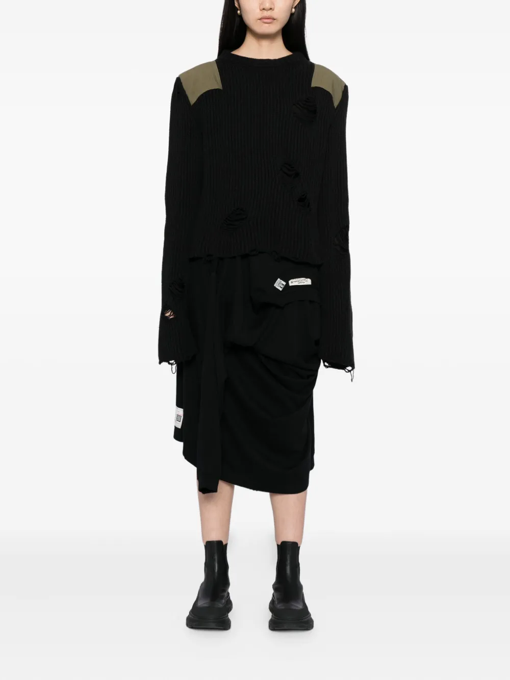 Maison MIHARA YASUHIRO Rok met zak en label - Zwart