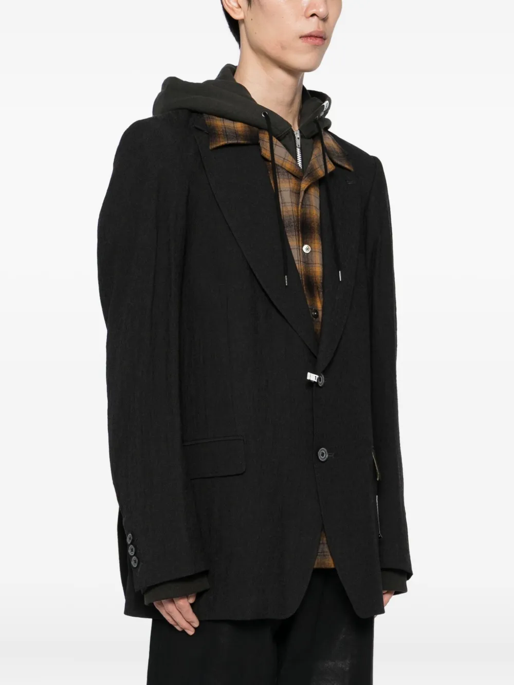 Miharayasuhiro Multi-layer Hooded Jacket In Black