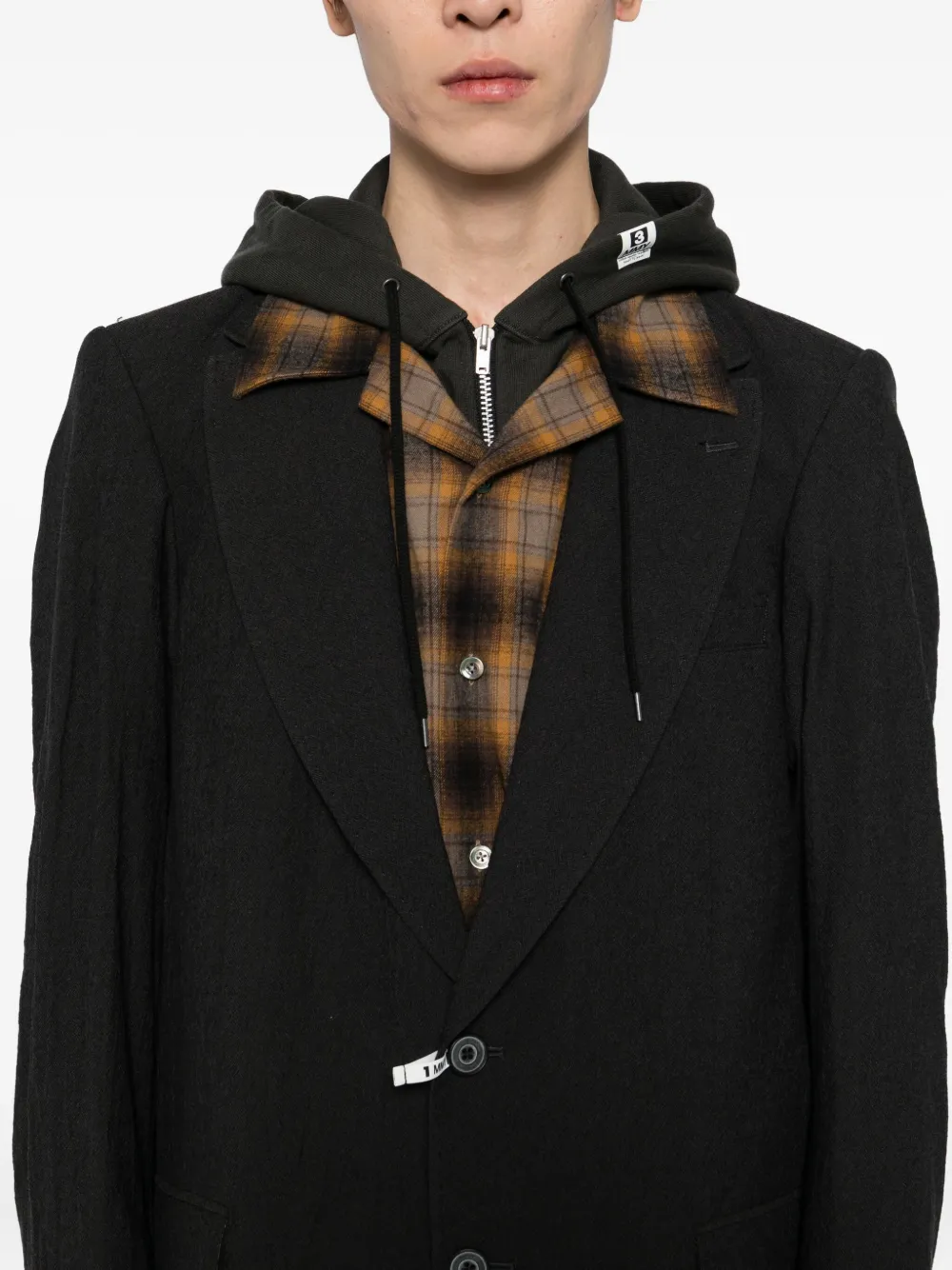 Miharayasuhiro Multi-layer Hooded Jacket In Black
