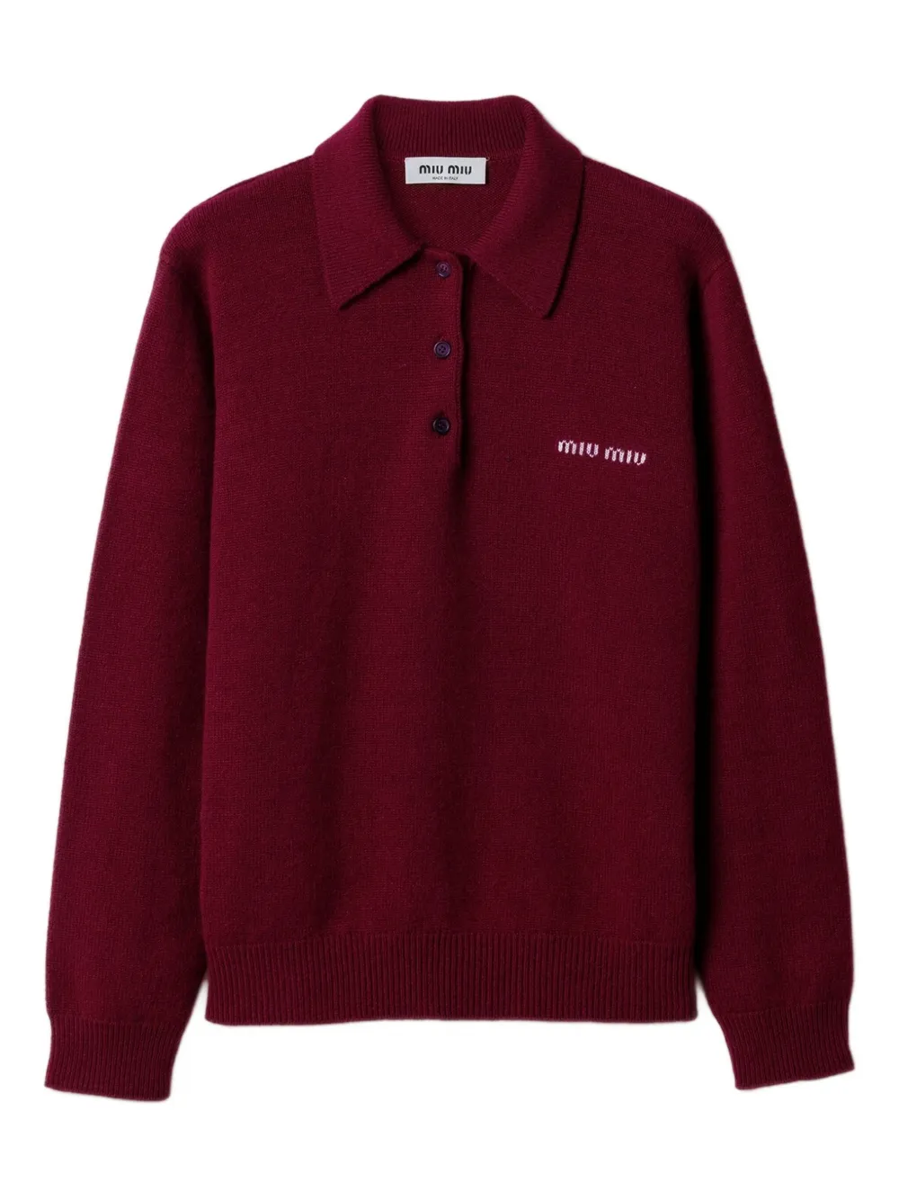 Miu Miu polo-neck intarsia logo sweater | Red | Image 1