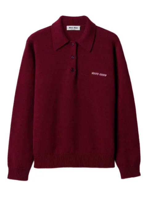 Miu Miu polo-neck intarsia logo sweater