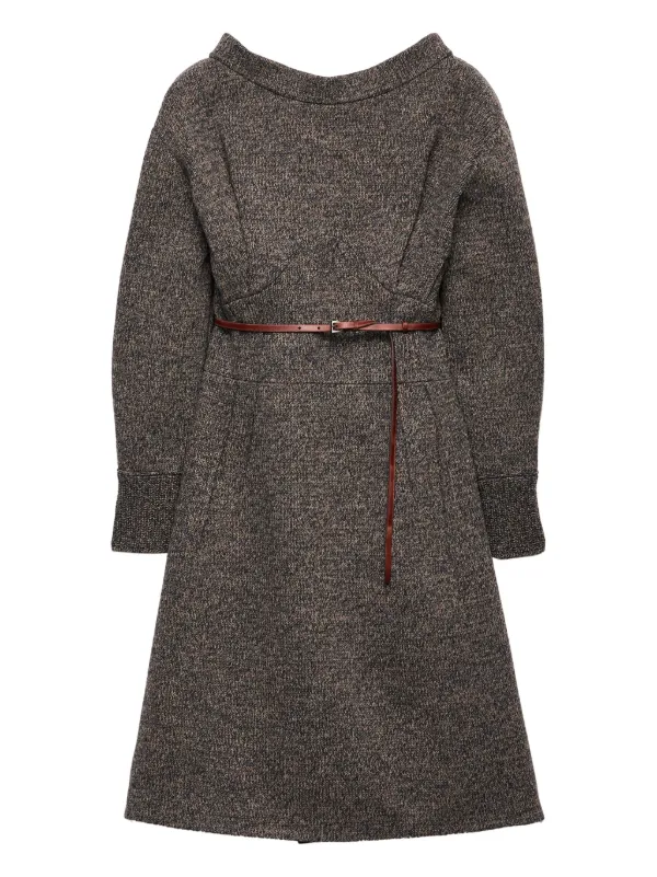 美品★PRADA★ウール★ベルト付★フレアー★ワンピース ベルト付オープンカラーフレアーワンピース - ベルーナ【公式】