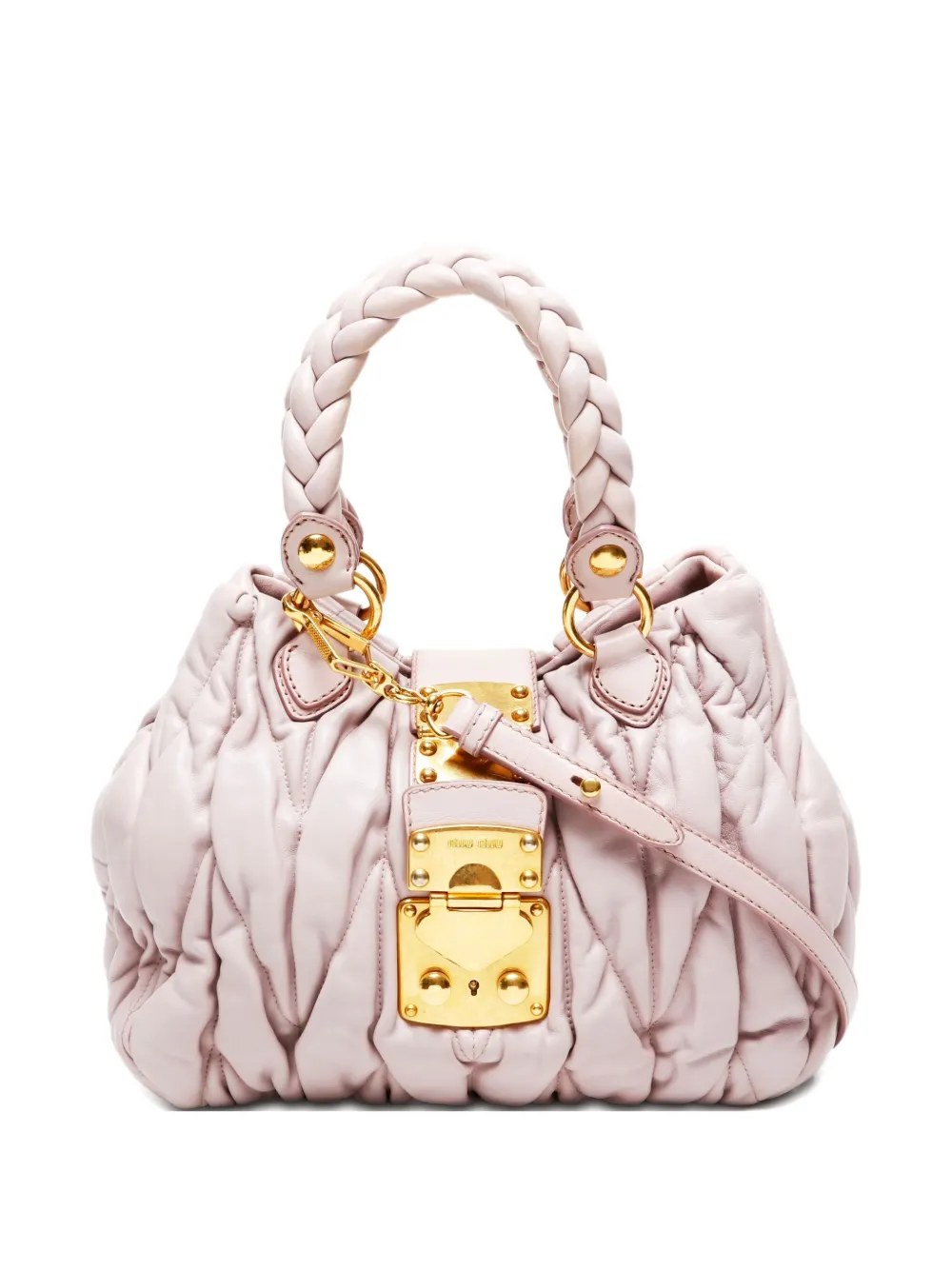 Pre-owned Miu Miu 2010s Matelasse Braided Handle Tote Bag In Pink