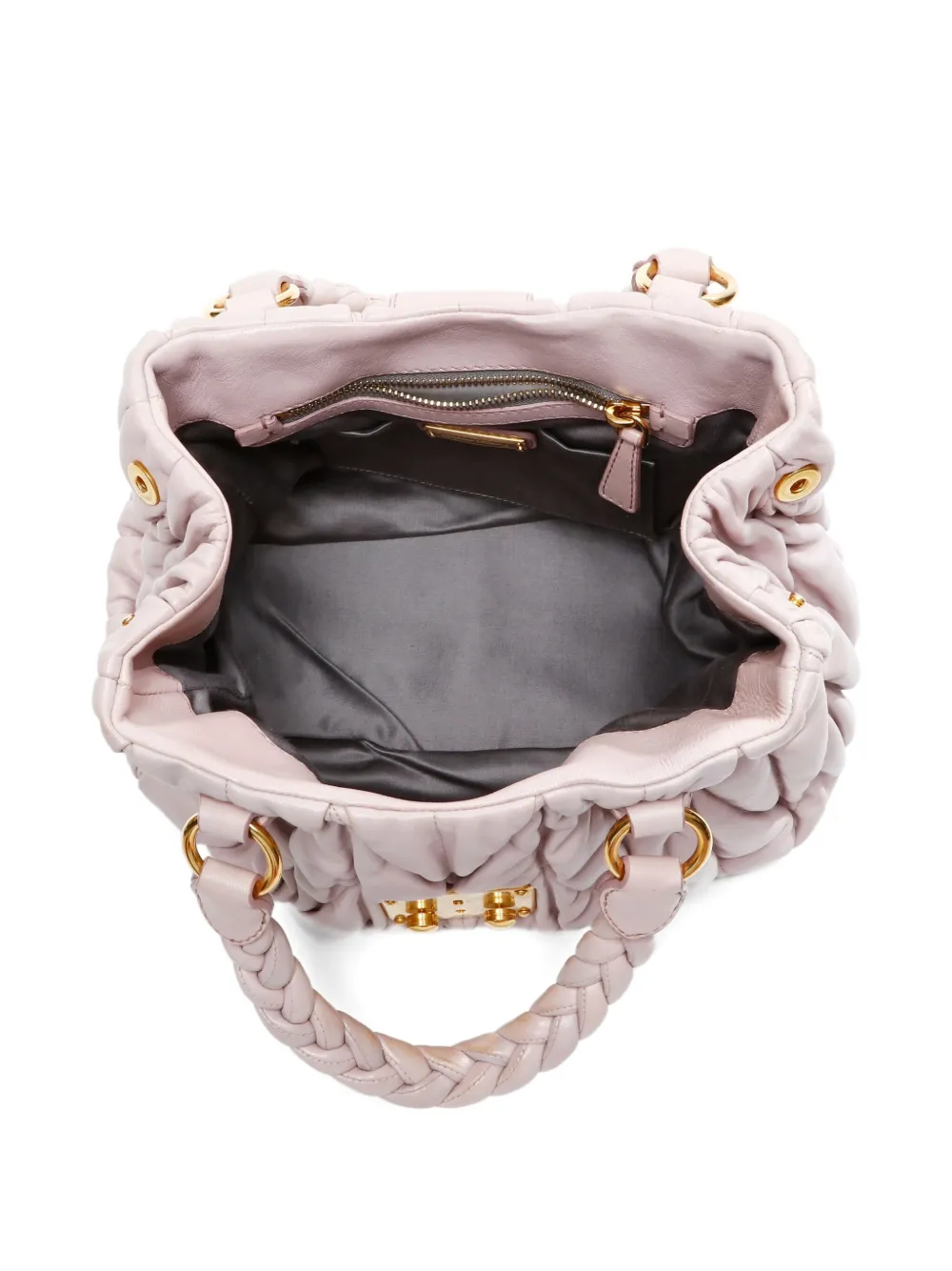 Pre-owned Miu Miu 2010s Matelasse Braided Handle Tote Bag In Pink