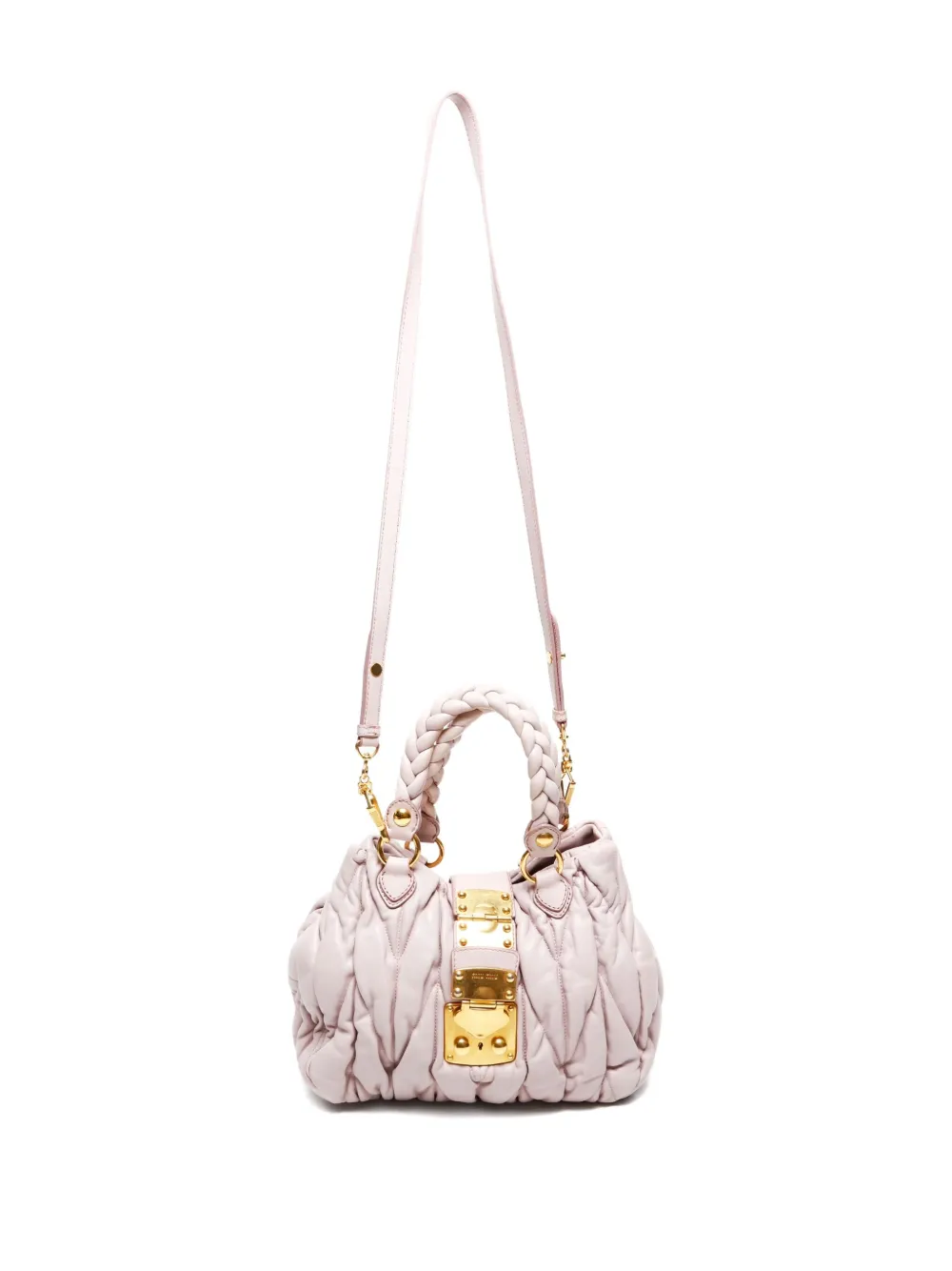 Pre-owned Miu Miu 2010s Matelasse Braided Handle Tote Bag In Pink