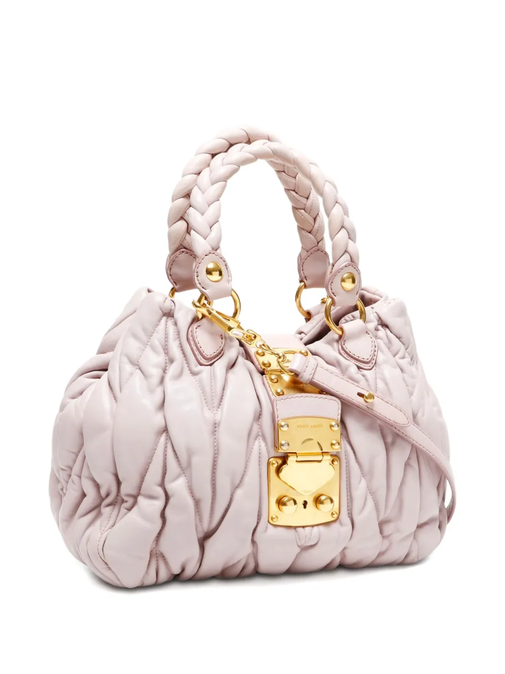Pre-owned Miu Miu 2010s Matelasse Braided Handle Tote Bag In Pink