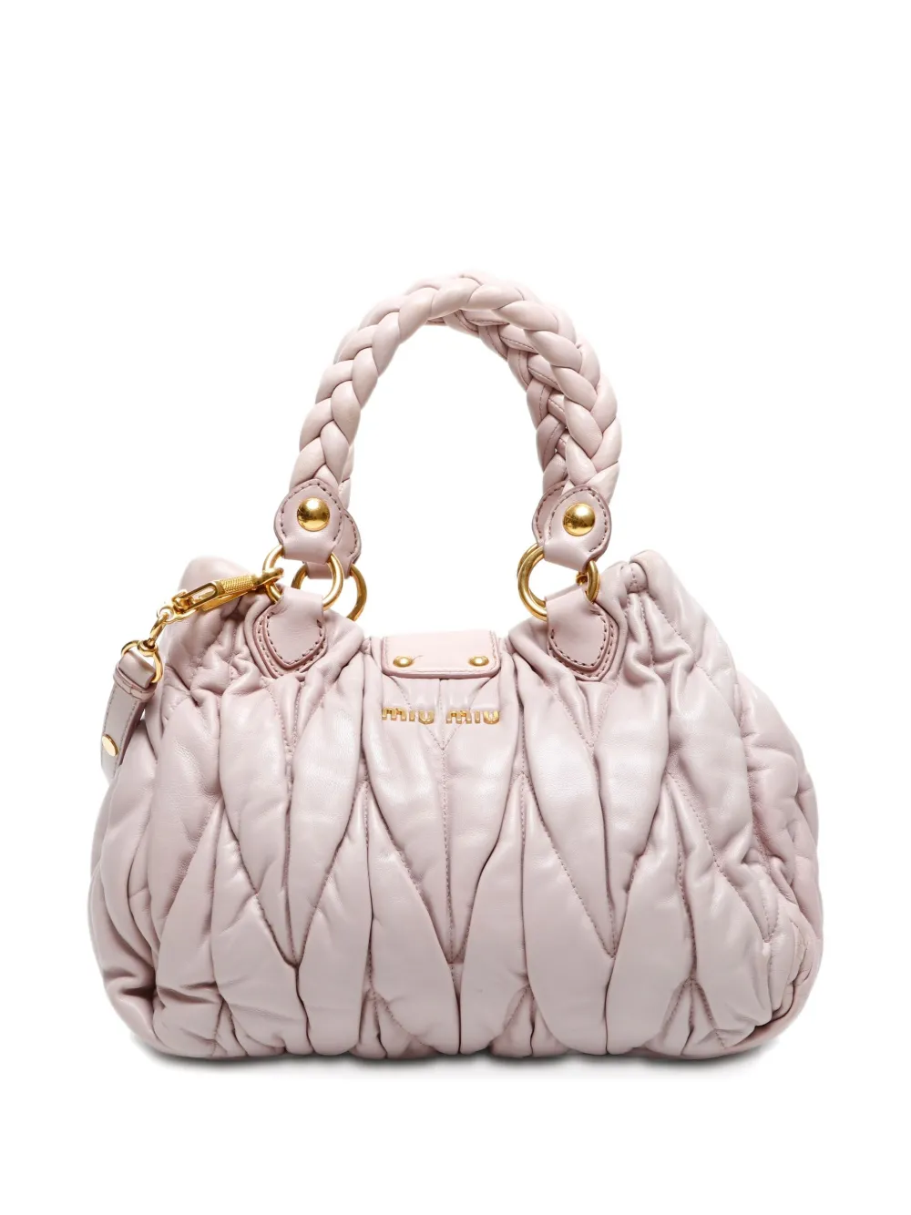 Pre-owned Miu Miu 2010s Matelasse Braided Handle Tote Bag In Pink