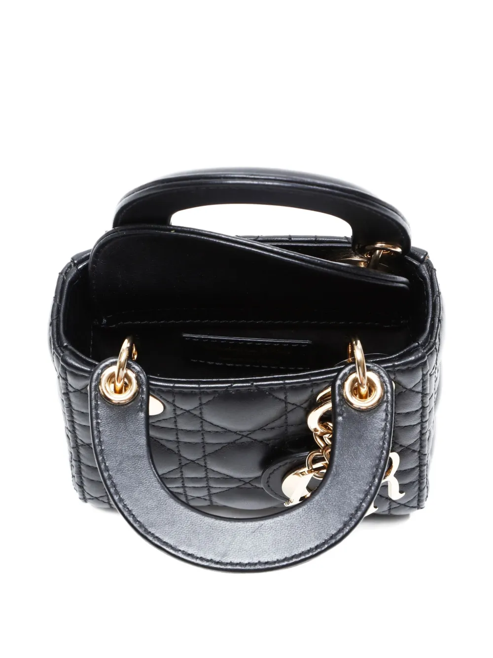 Pre-owned Dior 2010-2024 Micro Lady Tote Bag In Black