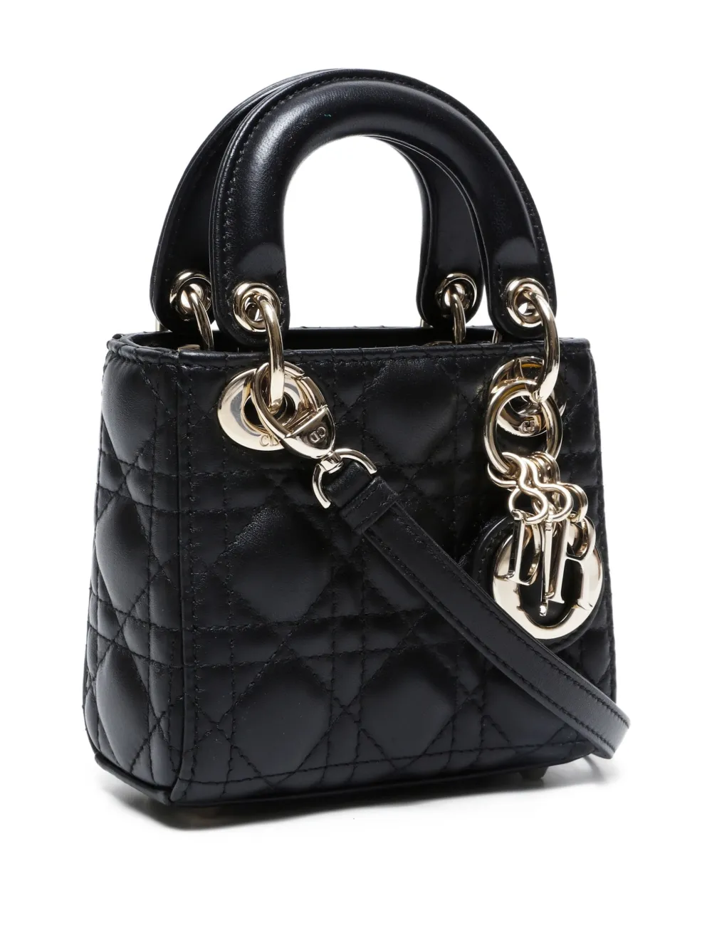 Pre-owned Dior 2010-2024 Micro Lady Tote Bag In Black