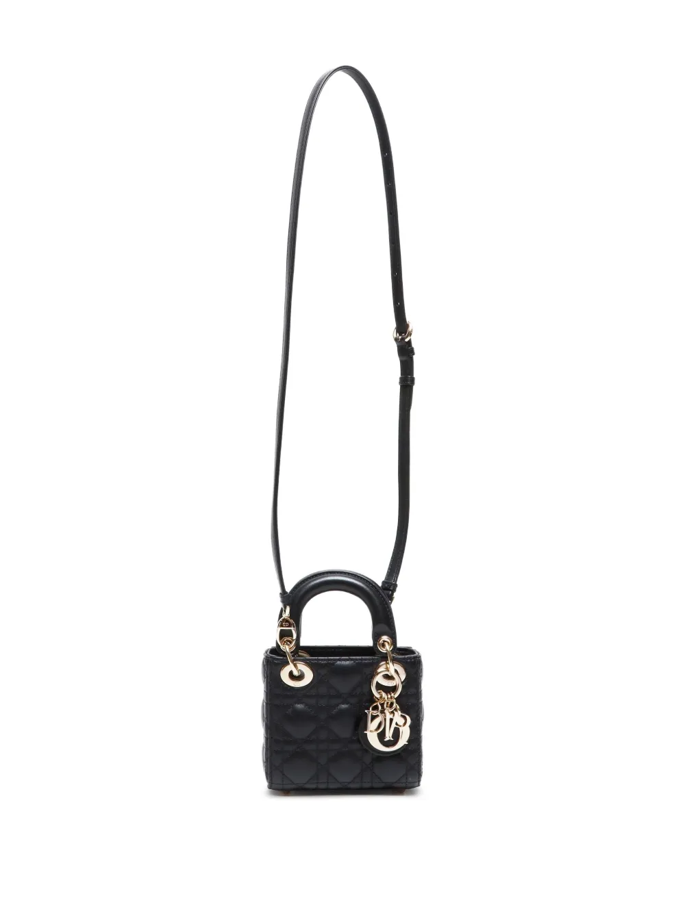 Pre-owned Dior 2010-2024 Micro Lady Tote Bag In Black