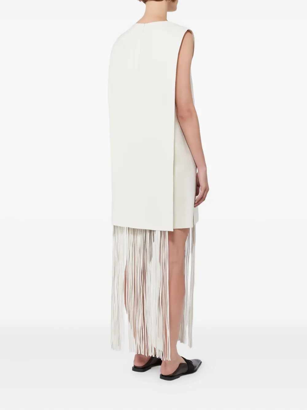 Max Mara sleeveless fringe midi dress Wit