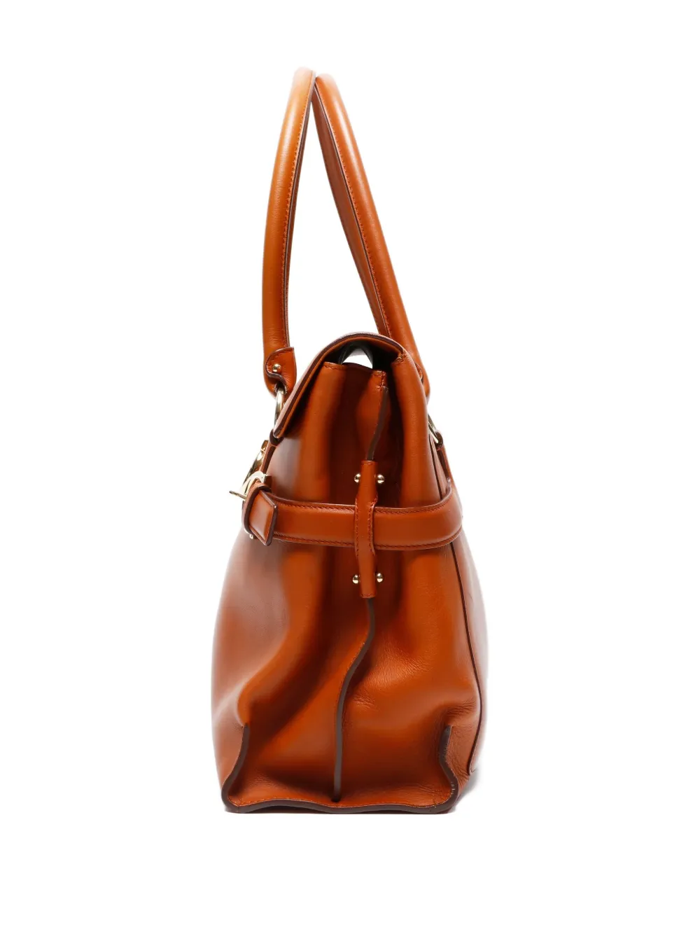 Pre-owned Ferragamo 2000-2015 Gancini Buckle Leather Tote Bag In Brown