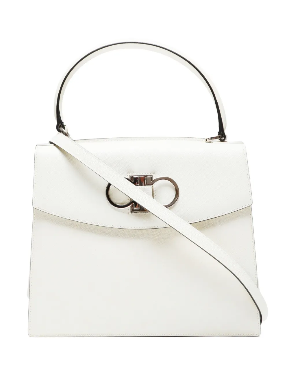 Pre-owned Ferragamo 2000-2015 Gancini Two-way Tote Bag In White