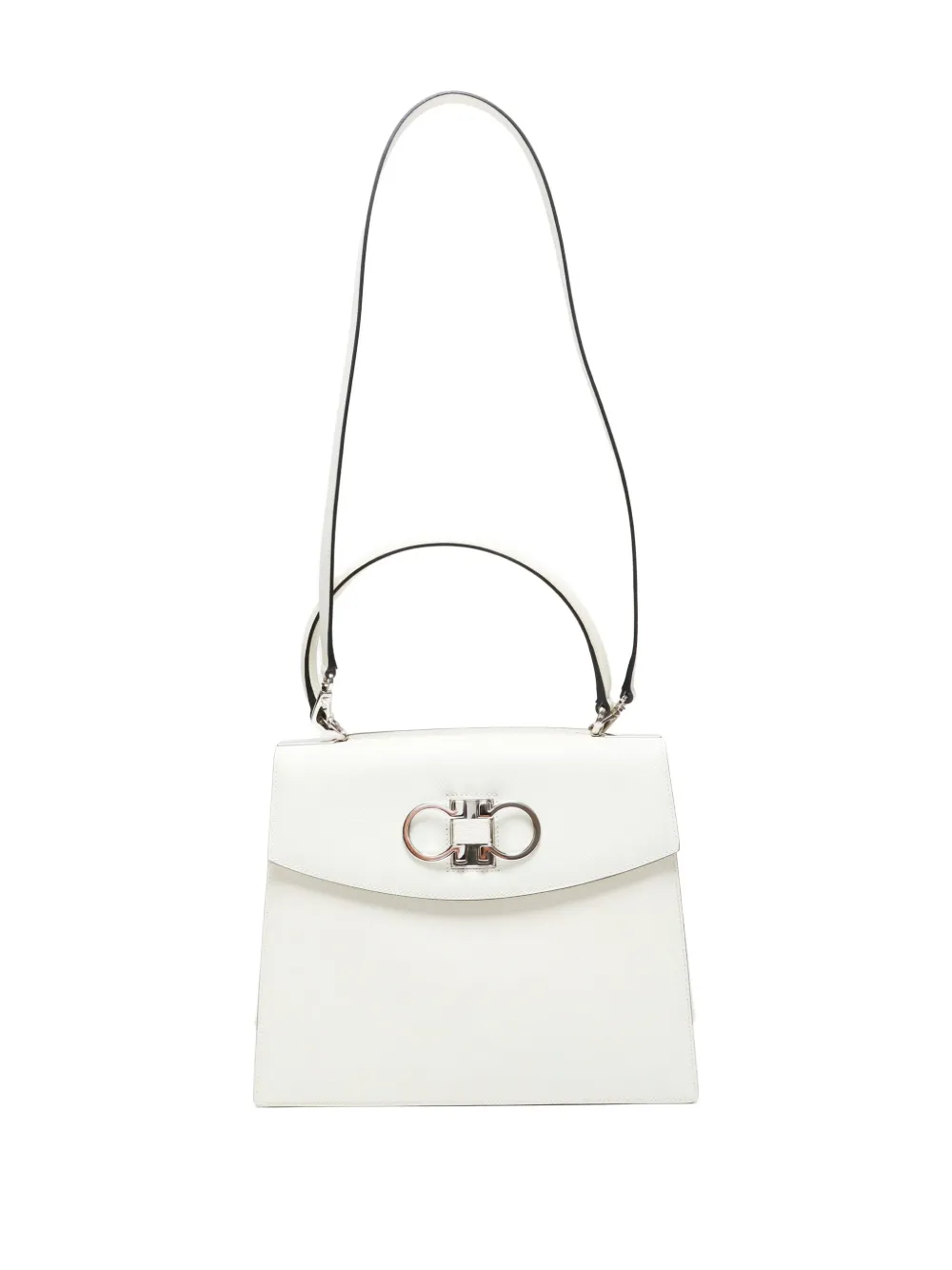 Pre-owned Ferragamo 2000-2015 Gancini Two-way Tote Bag In White