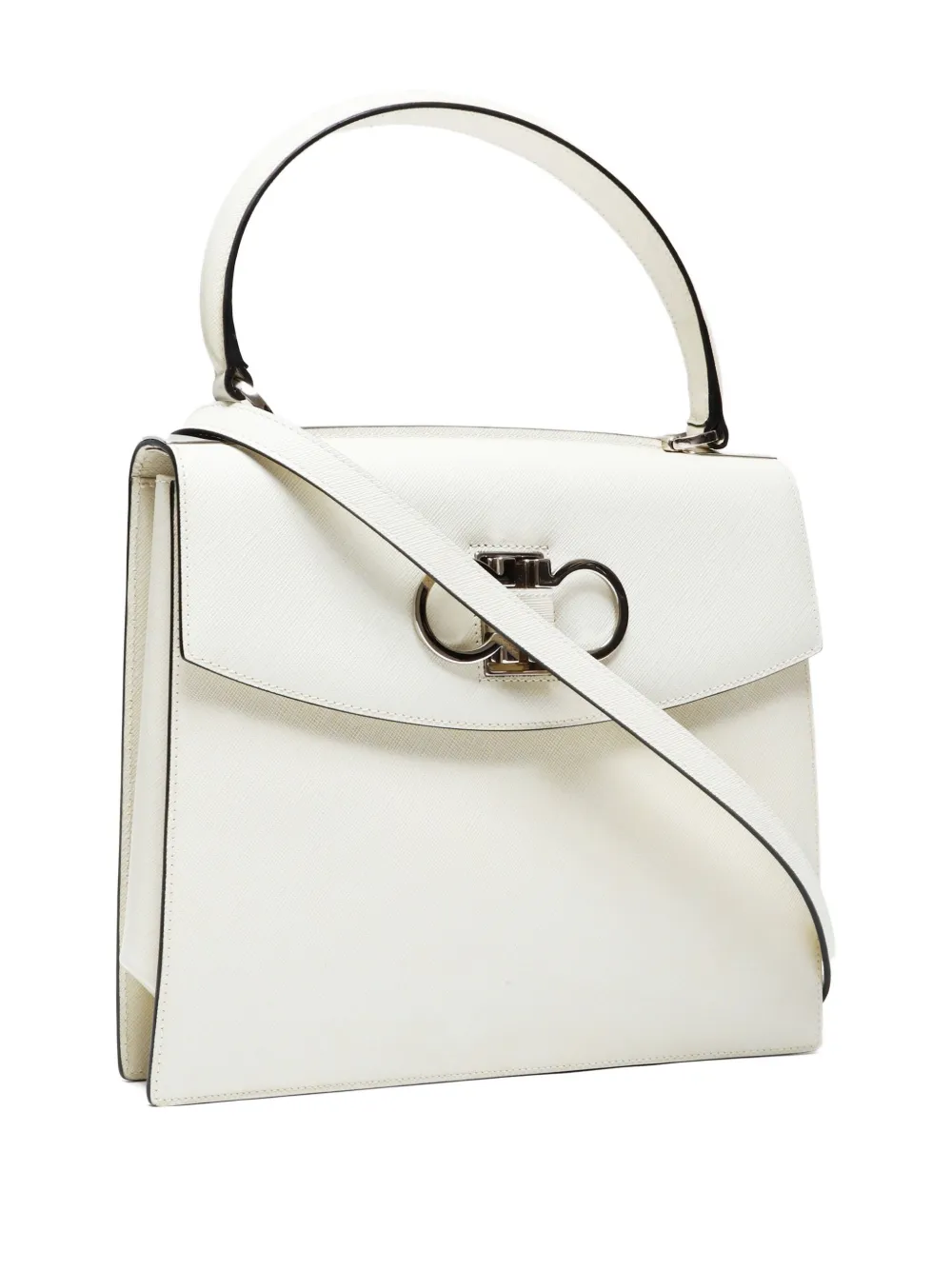 Pre-owned Ferragamo 2000-2015 Gancini Two-way Tote Bag In White