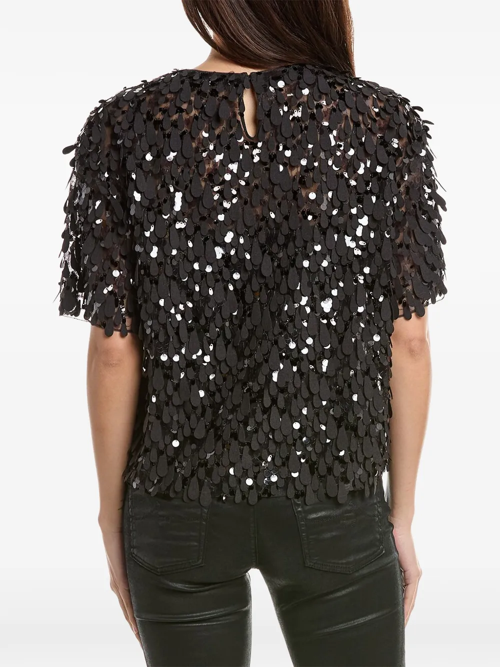 Brunello Cucinelli sequin-embellished short-sleeve top Zwart