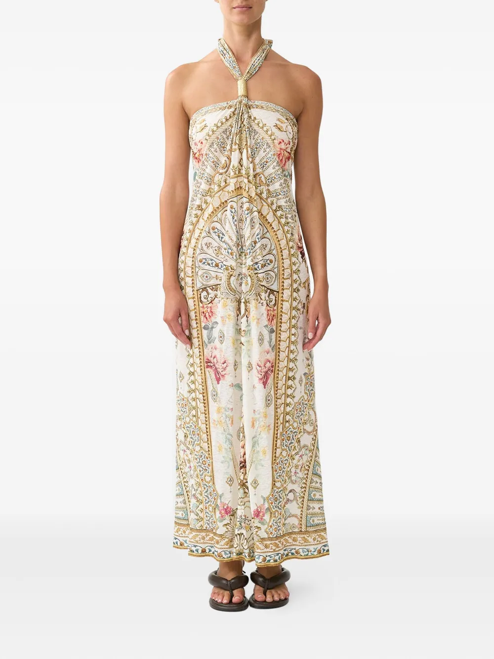 Camilla halter-neck maxi dress - Wit