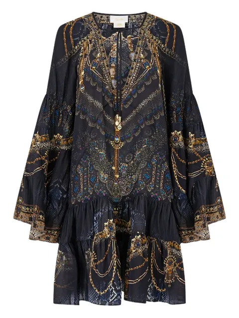 Camilla gathered-panel A-line mini dress