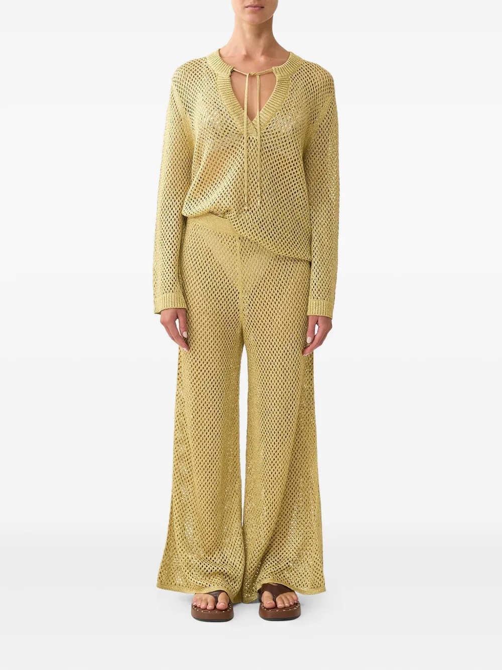 Camilla flare ottoman dynasty trousers - Goud