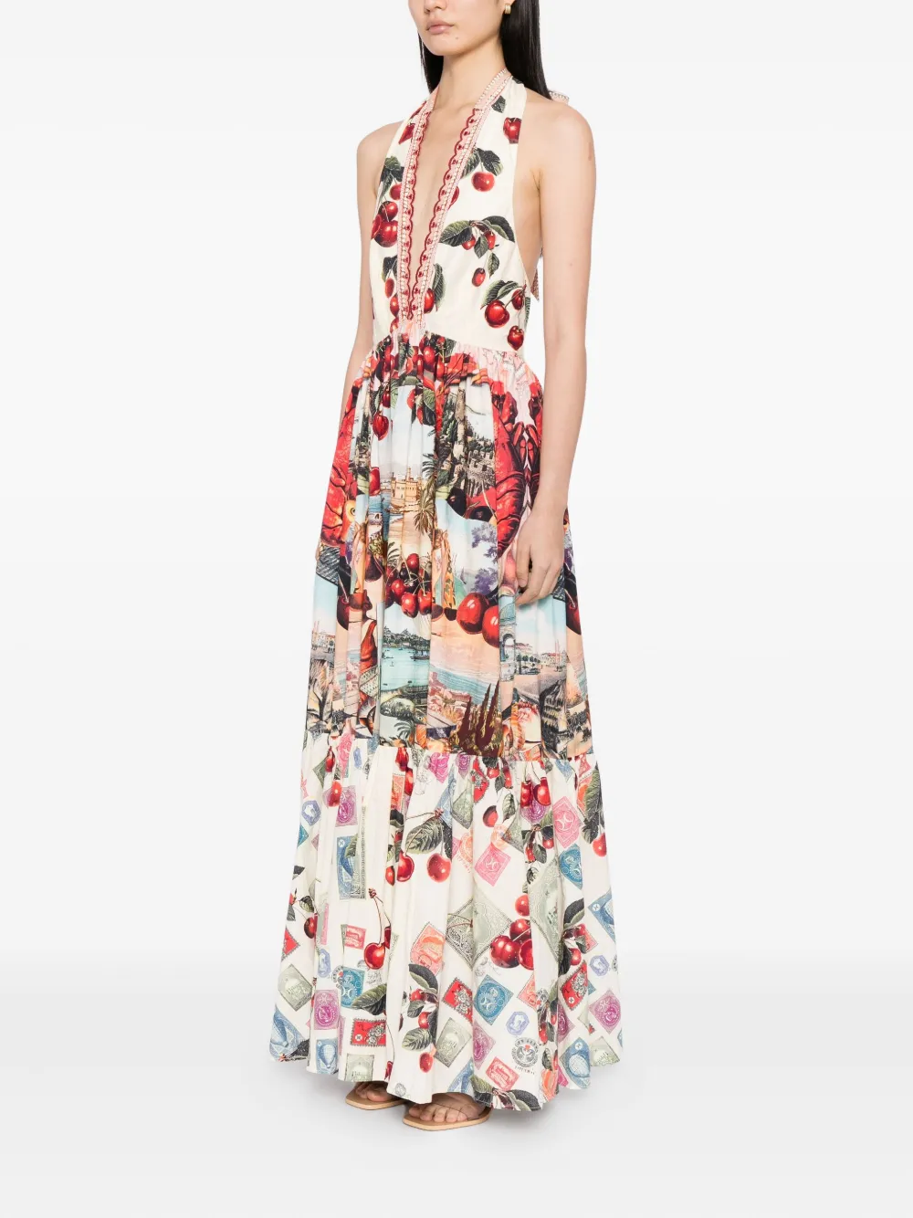 Camilla Notes From The Road Halter Dress In Multi