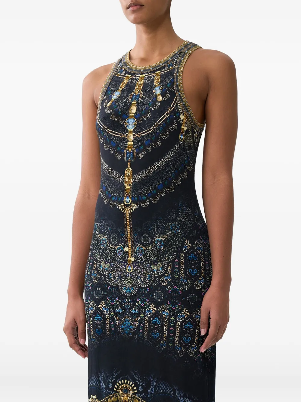 Camilla Jersey midi-jurk Blauw