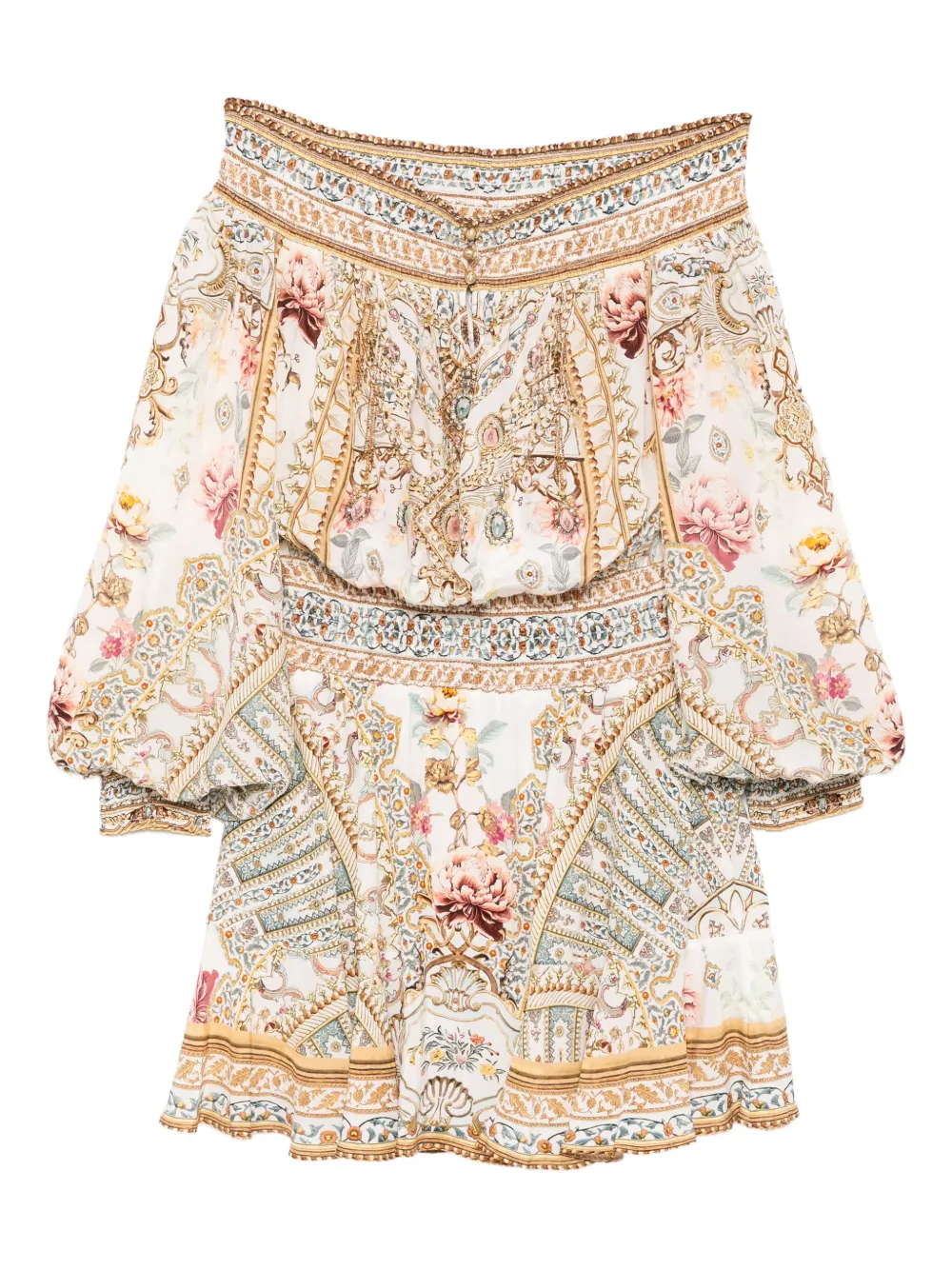 Camilla Ottoman Dynasty mini Dress | Neutrals | Image 1