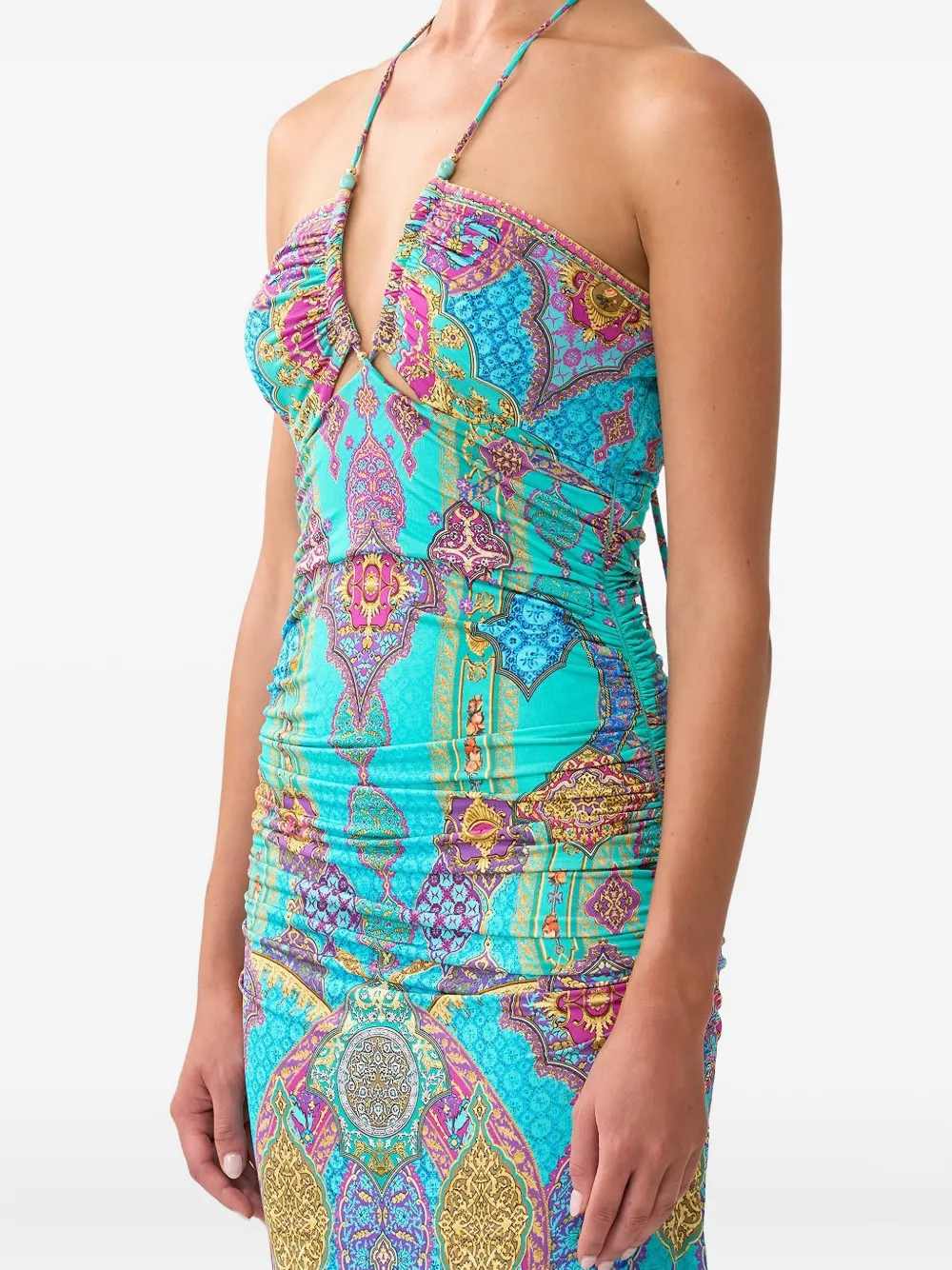 Camilla Jurk met halternek en uitgesneden details Blauw