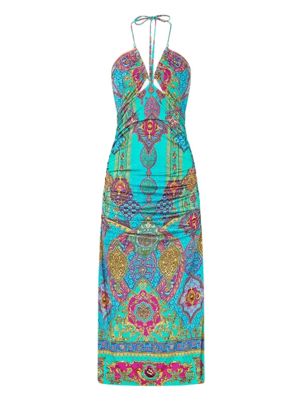 green halter satin dress Rewritten Roma Halterneck Dress in Sage Green at Nordstrom, Size 8
