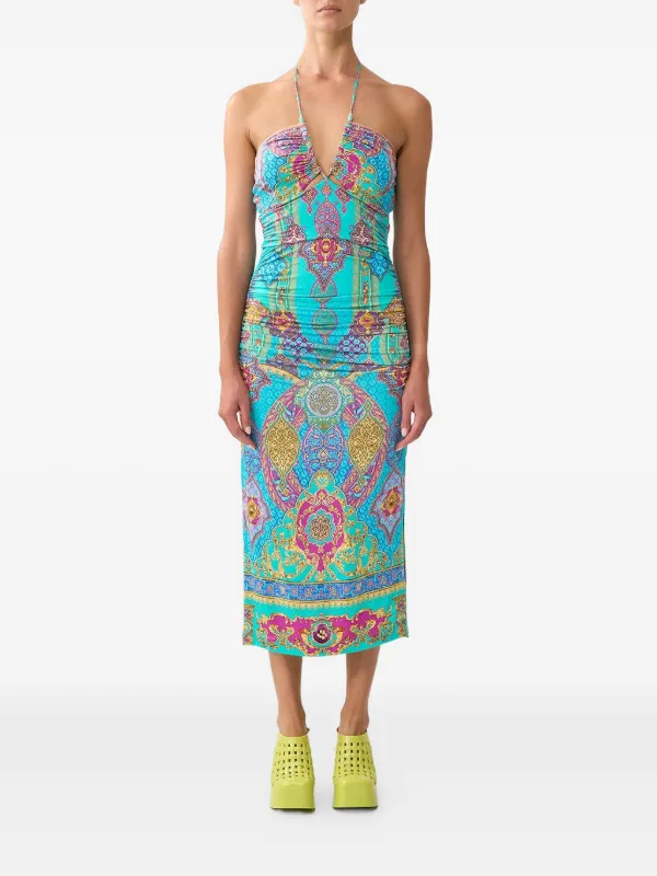 Camilla cut-out Halter Neck Dress | Blue | FARFETCH ID
