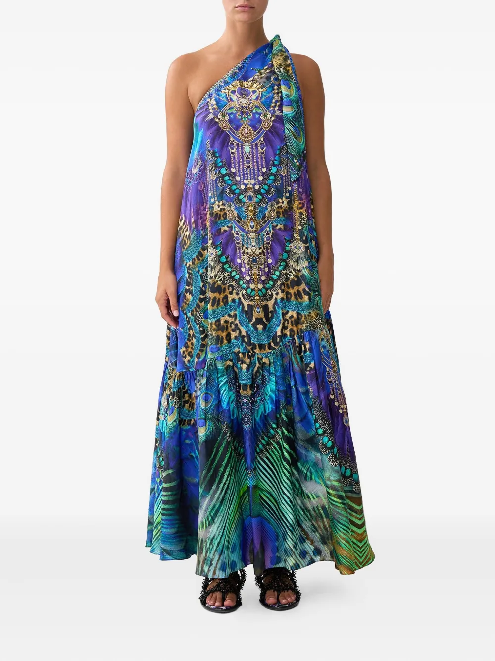 Camilla tie one-shoulder dress - Blauw