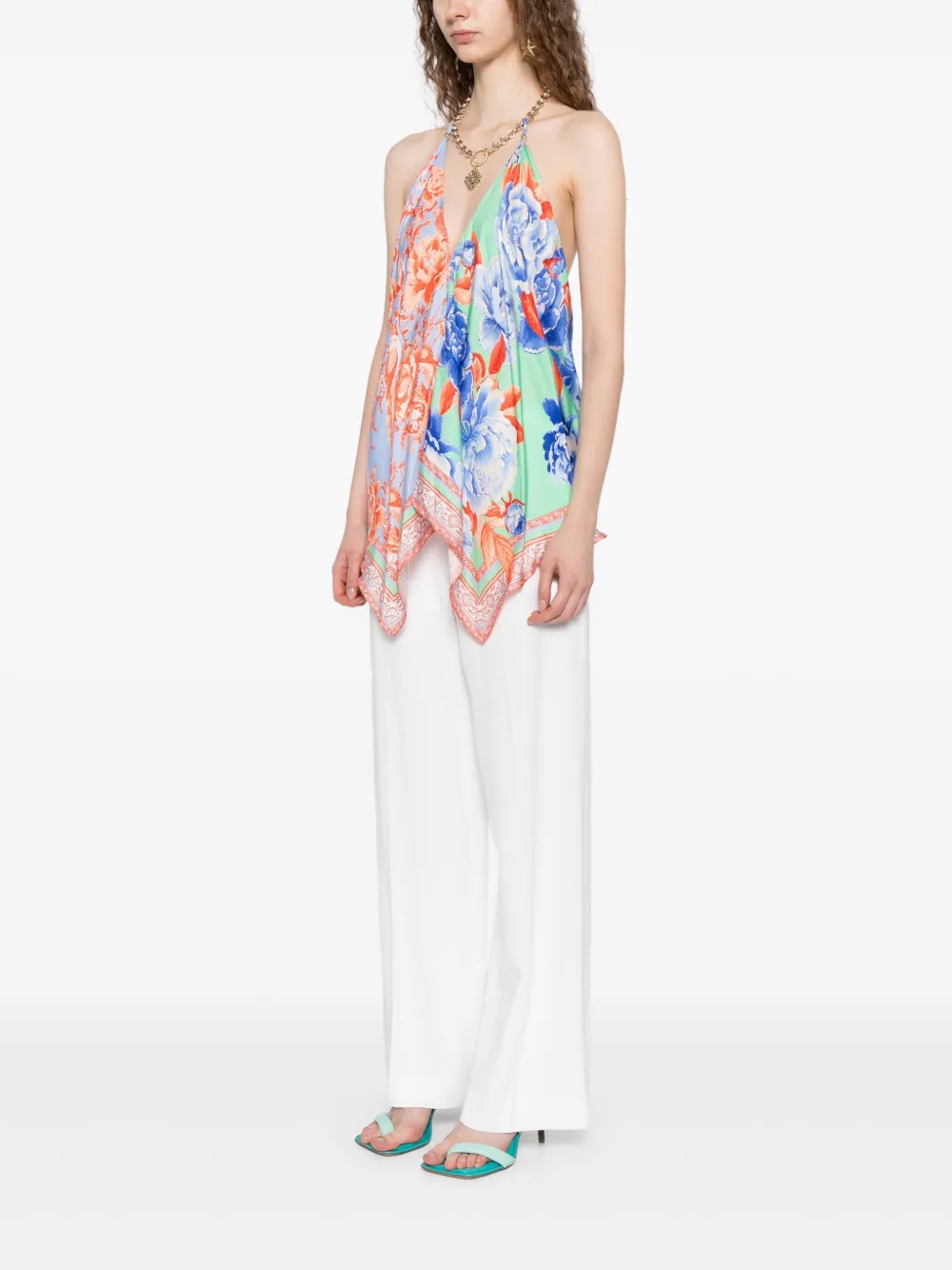 Camilla Geknoopte top met sjaal Blauw