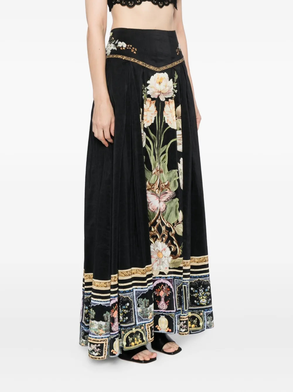 Camilla Ottoman Elegance Pleated Skirt in Blue, view 3