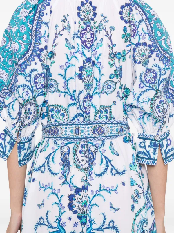 camilla shirt dress CAMILLA WAIST TIE SHIRT DRESS WITH BUBBLE SLEEVE - 00039871-ILEFGRAN