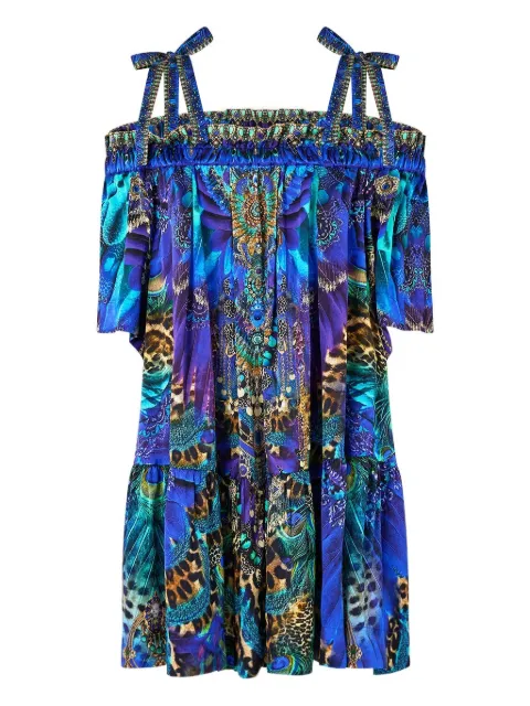 Camilla vestido con hombros descubiertos